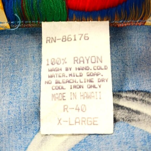 Paradise Found Authentic Hawaiian Floral Rayon Camp Shirt. Blue. VNTG Women's XL - Picture 6 of 11